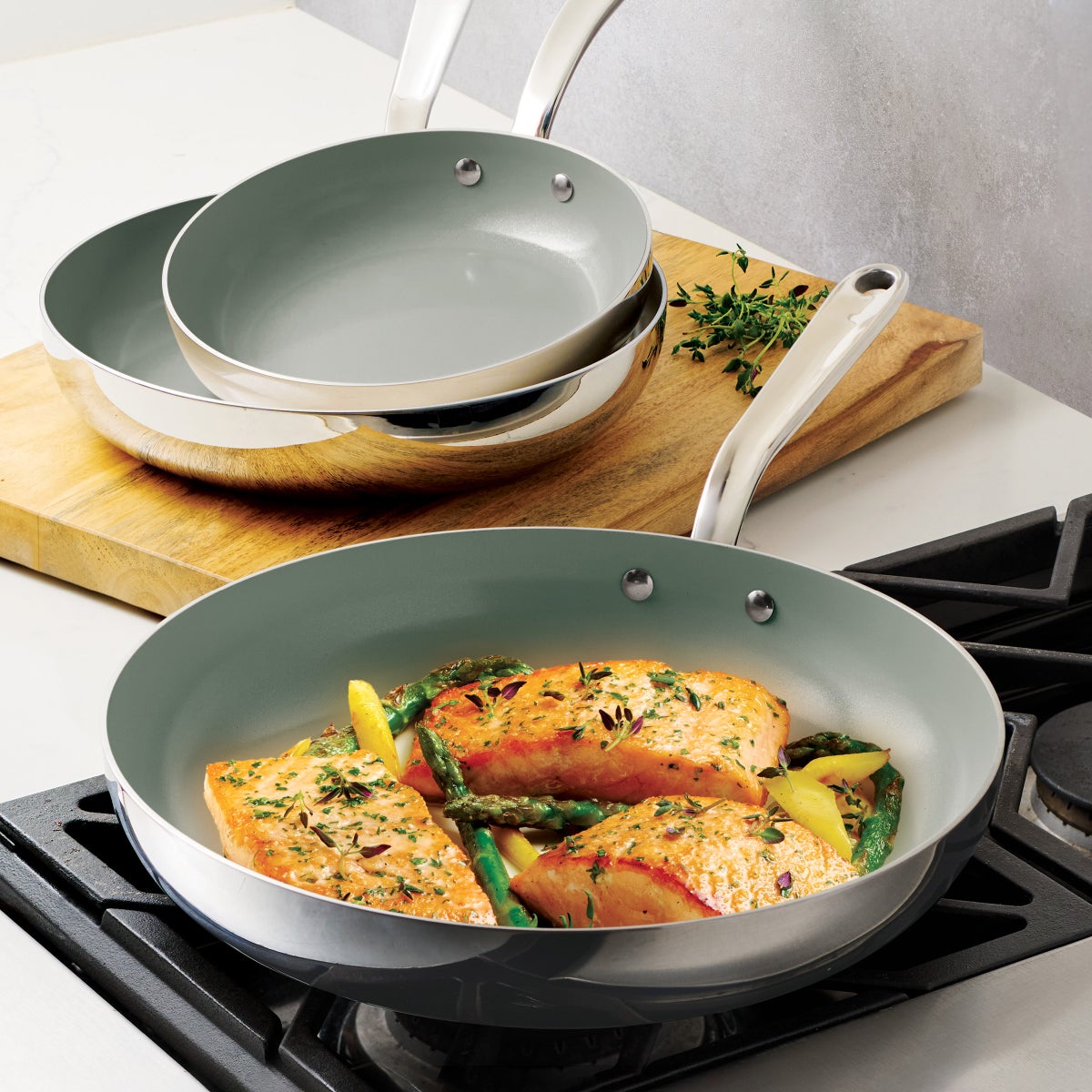 Tramontina 3pc SS Ceramic Fry Pan Set stock reference